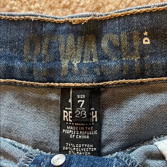 Rewash Dark Blue Jean Shorts with Frayed Hem - Picture 3 of 3